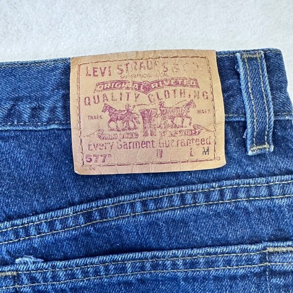 Levis Womens 577 Lower Rise Loose Fit Crop Vtg Y2K Size 10 Mis M Blue USA Made - Picture 6 of 13